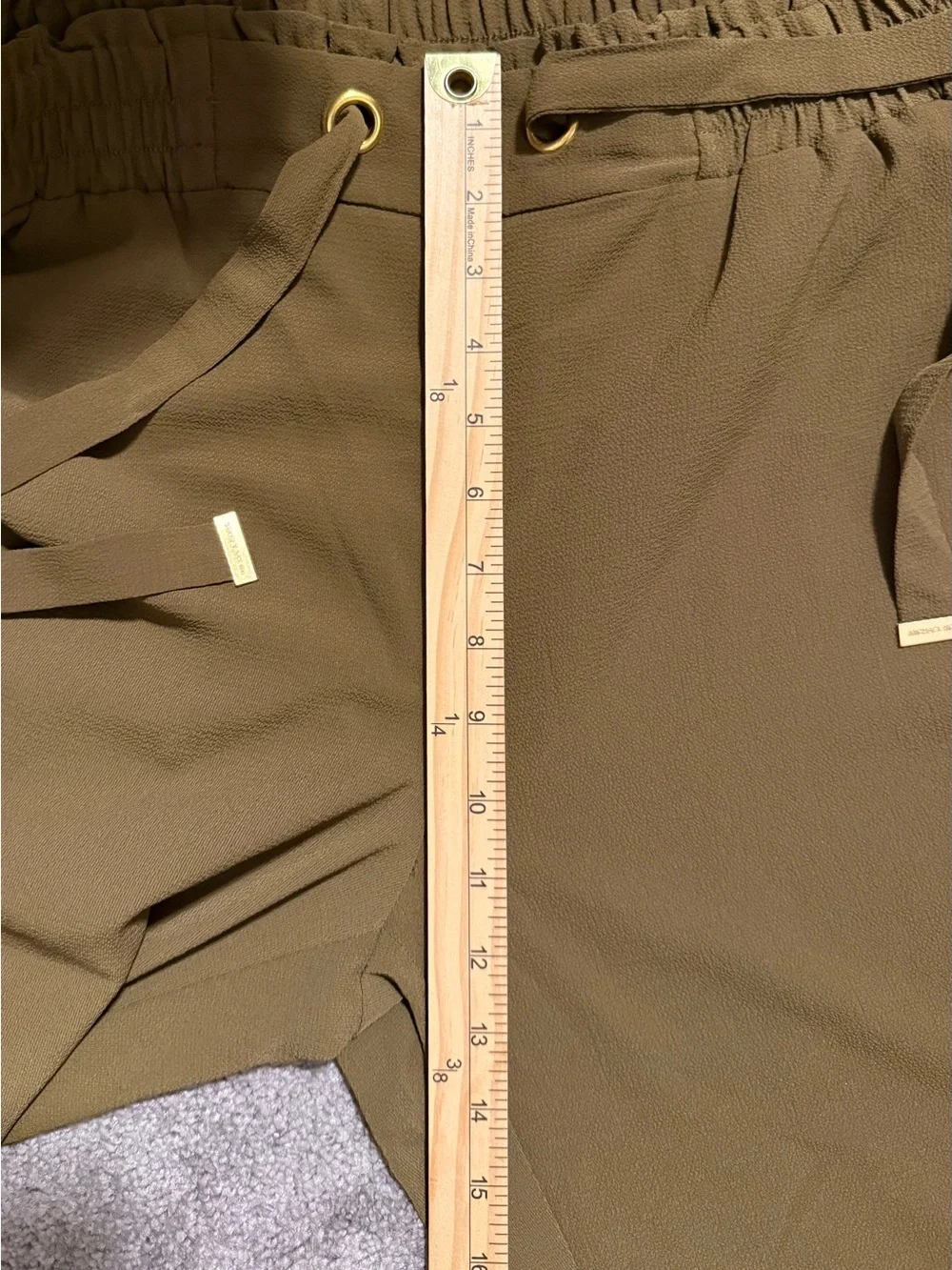 Michael Kors Olive Green Wide-Leg Drawstring Pants
